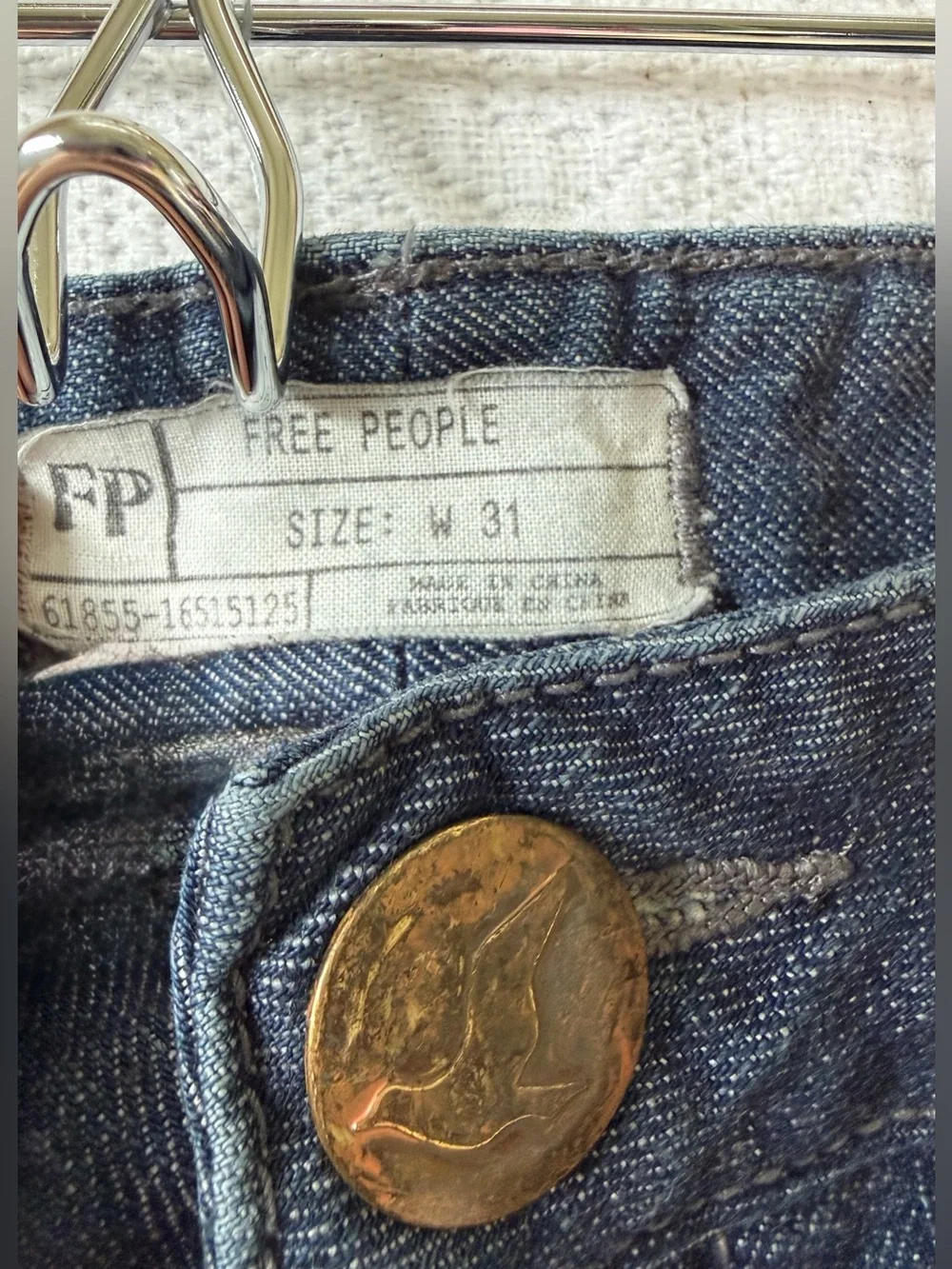Free People Dark Blue Skinny Jeans with Ankle Zippers